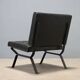 Vintage armchair in metal and black faux leather, Italian design from the 1970s.