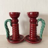 1950s earthenware candlesticks