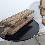 Hand-carved Wooden Double Door Handle with Wheat Spike Design, 1900s