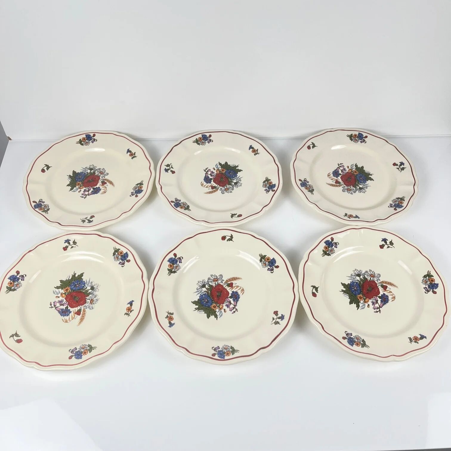Set of 6 dessert plates "Agreste" Sarreguemines, 20th century.