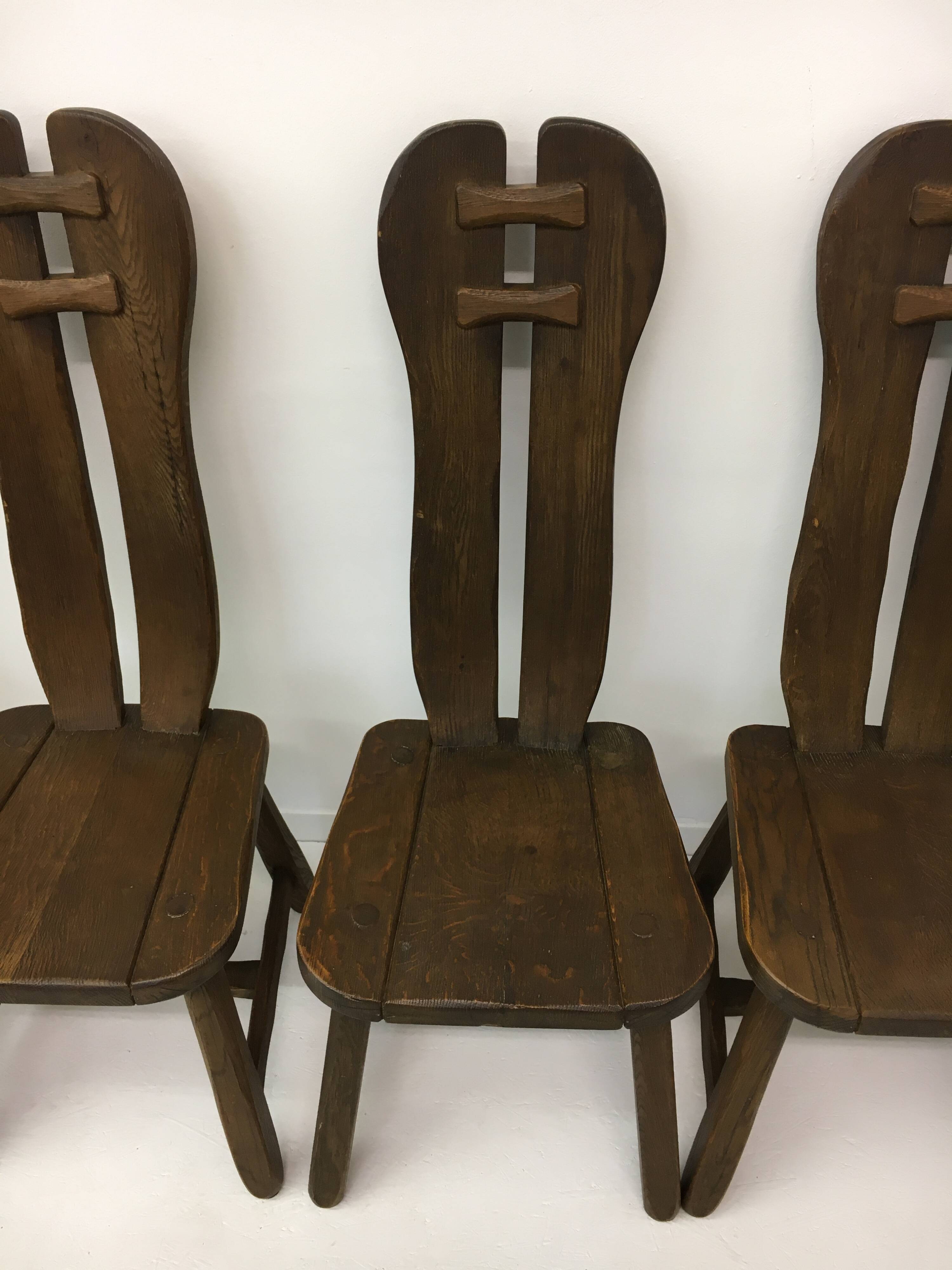 Set of 4 Belgian Brutalist Dining Chairs from De Puydt, 1970’s
