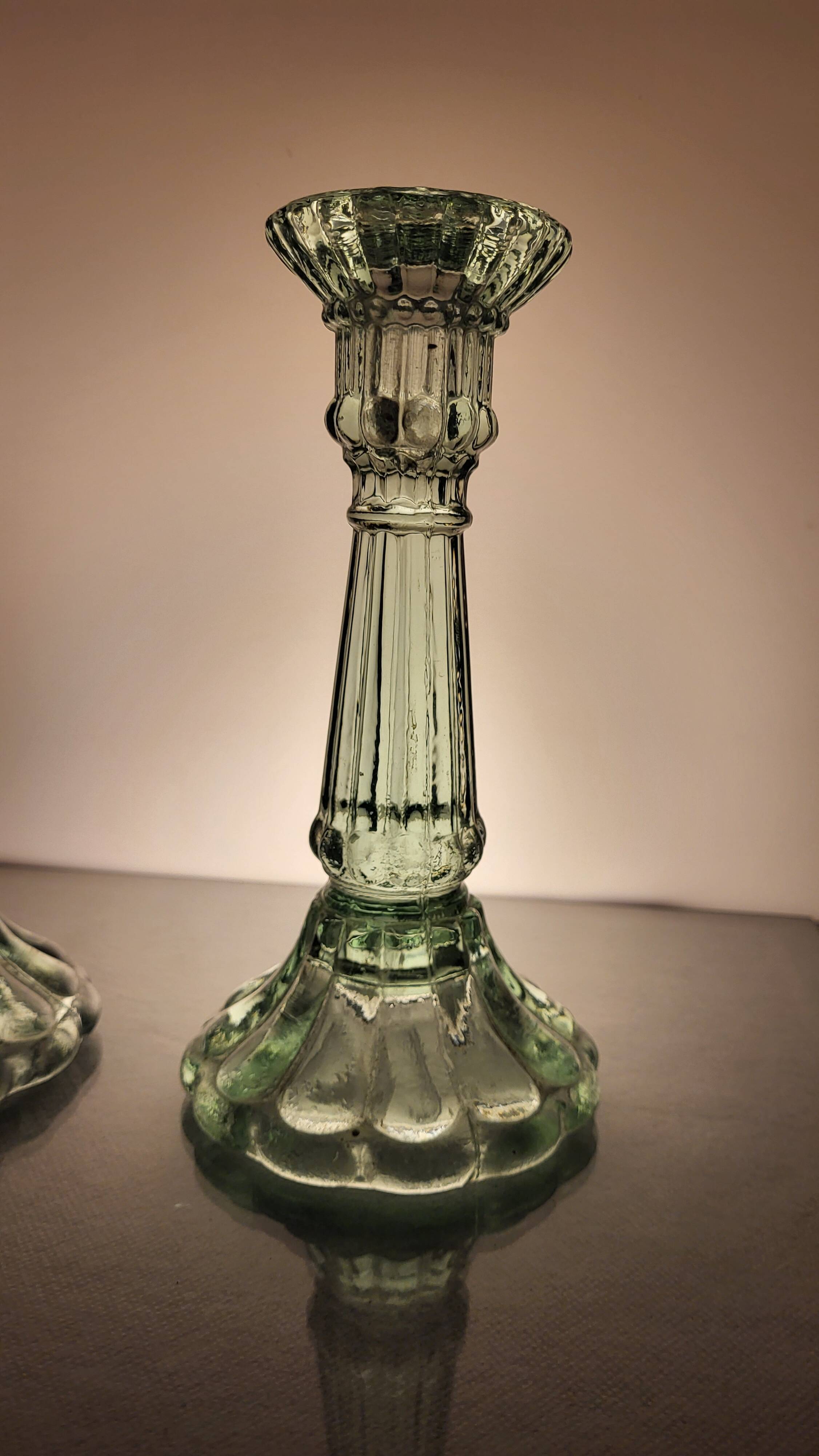 2 Glass candle holders