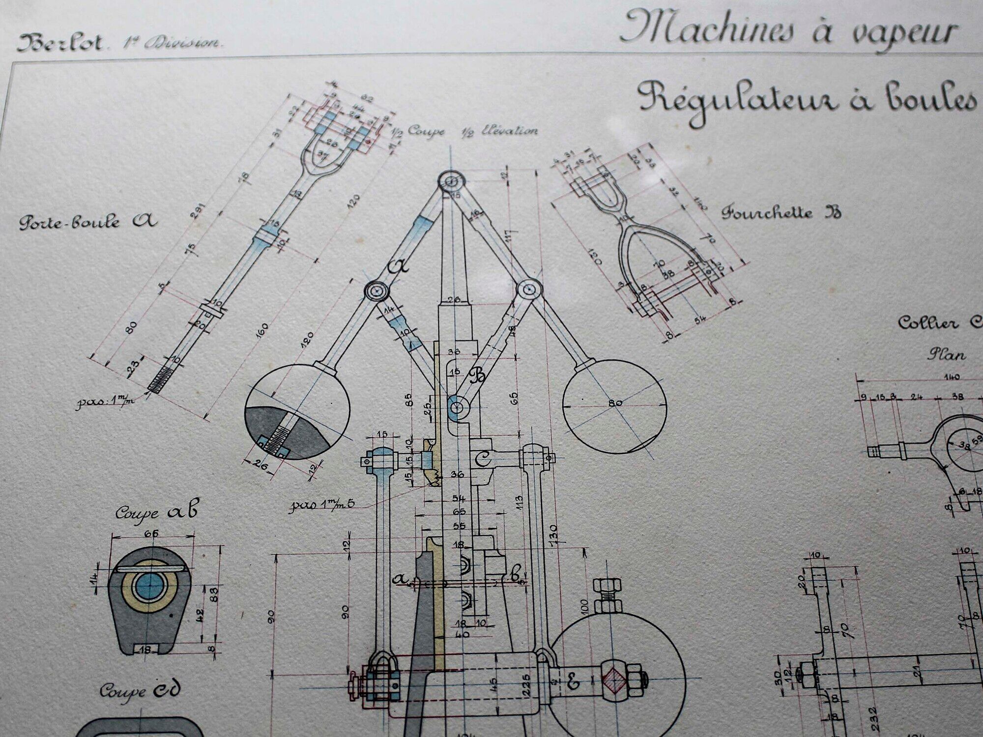 Study drawing Steam engines Arts et Métiers 1907