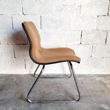 Fauteuil et chaise de bureau vintage Steelcase Strafor en métal chromé années 70