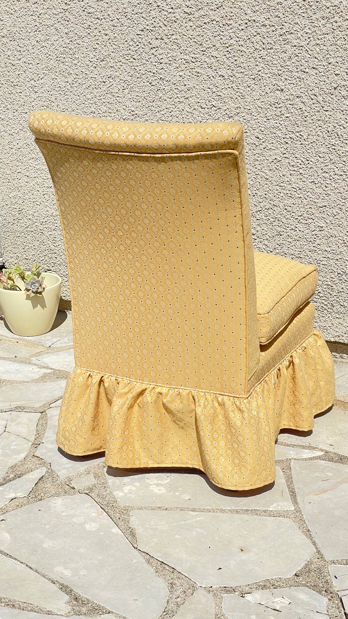 Vintage upholstered fabric toad armchair