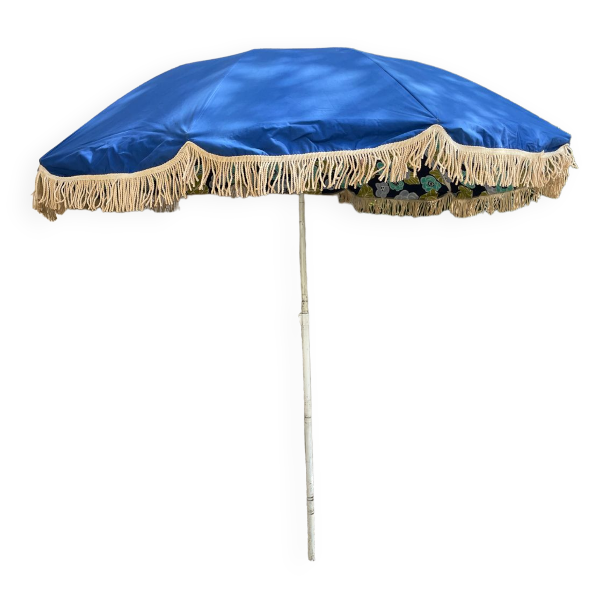 Blue parasol and flowers