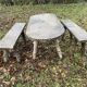 1 table and 2 benches in cement, faux wood, rockery, 1950s. 150cm