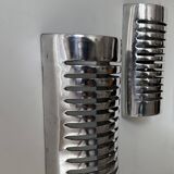 Pair of vintage wall lights, chrome metal, France 1970