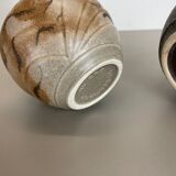 Set of 2 Multi-Color Fat Lava Op Art Pottery Vase Made Bay Ceramics, Germany