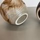 Set of 2 Multi-Color Fat Lava Op Art Pottery Vase Made Bay Ceramics, Germany