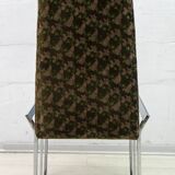 Set of 4 Mid-Century Modern Italian Chromed Steel and Velvet Dining Chairs