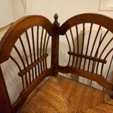 Ancienne Chaise d'angles en bois et assise paillée