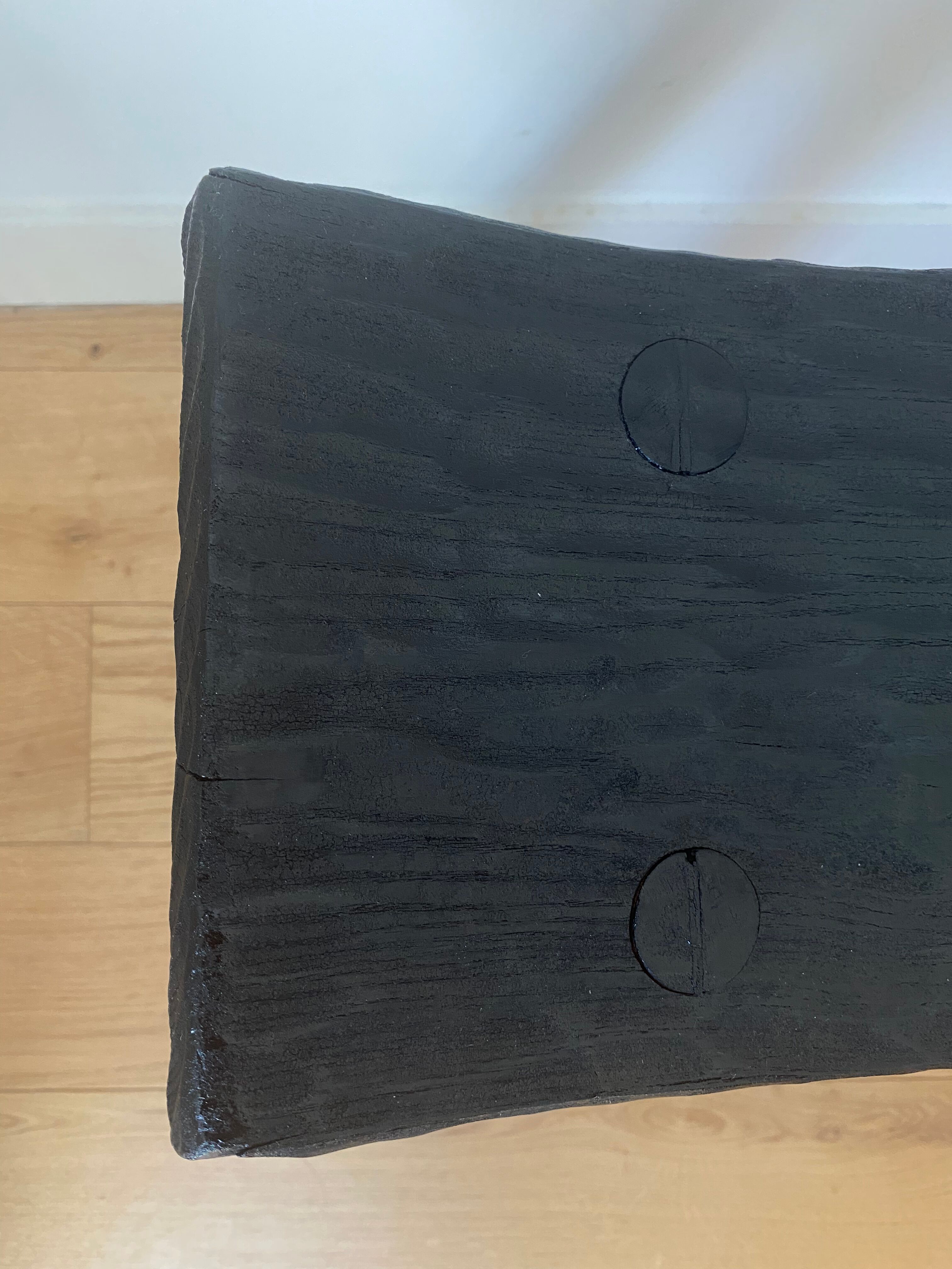 Japanese style stool burnt wood finish