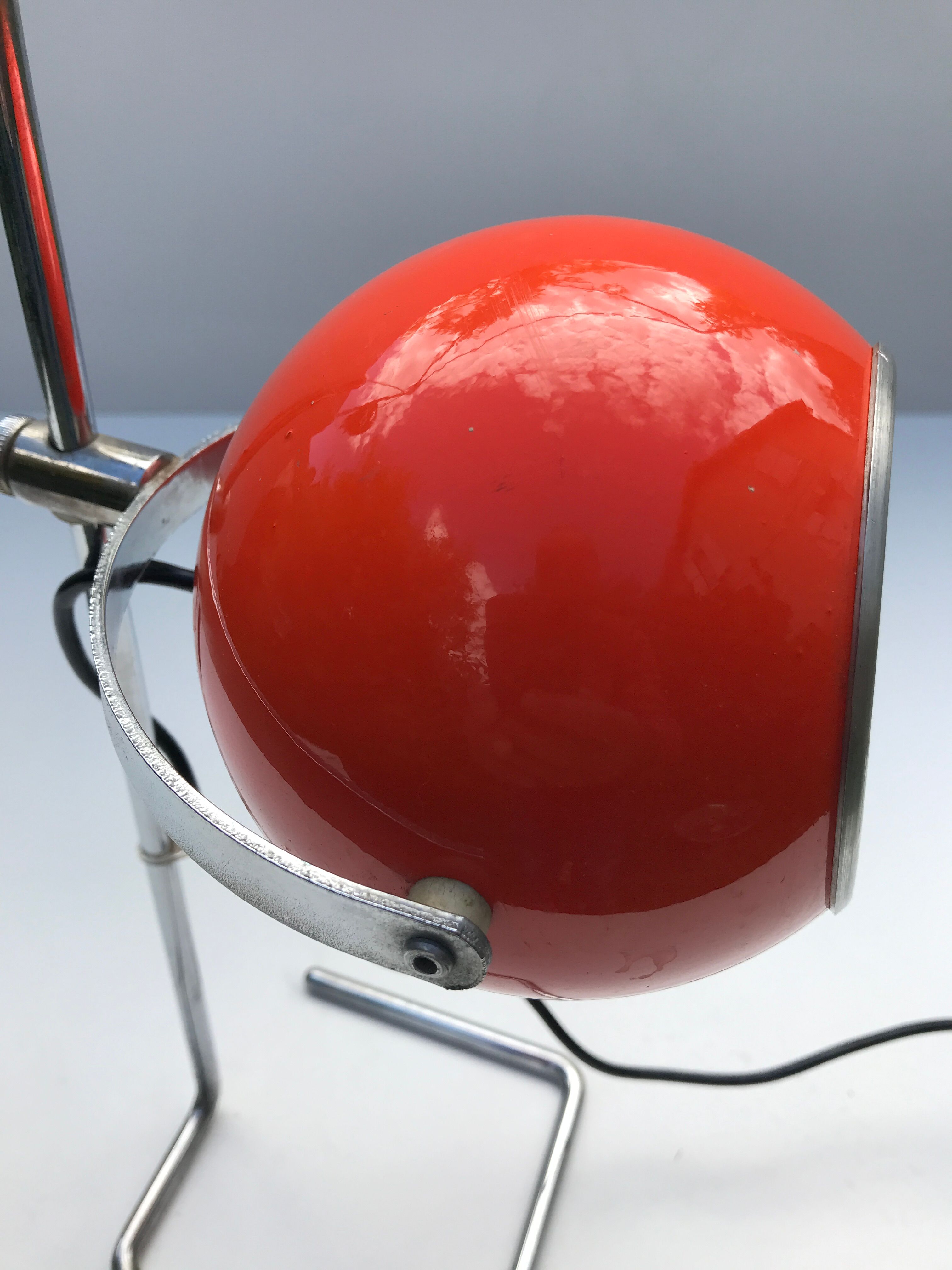 Lampe eye ball orange vintage années 70