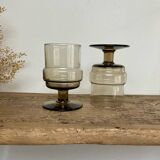 3 “Willem Heesen” smoked glass glasses