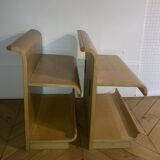 2 tables de chevet en bois massif courbé, 1970
