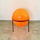 Large Space Age Tripod Sphere Floor Lamp In Orange By Unknown Designer, Around 1960S