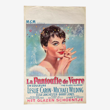 Original movie poster "The Glass Slipper" Leslie Caron 36x56cm 1955