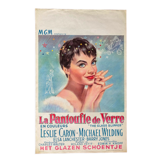 Affiche cinéma originale "La Pantoufle de verre" Leslie Caron 36x56cm 1955