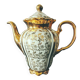Antique Teapot in White and Gold Porcelain Baroque Style