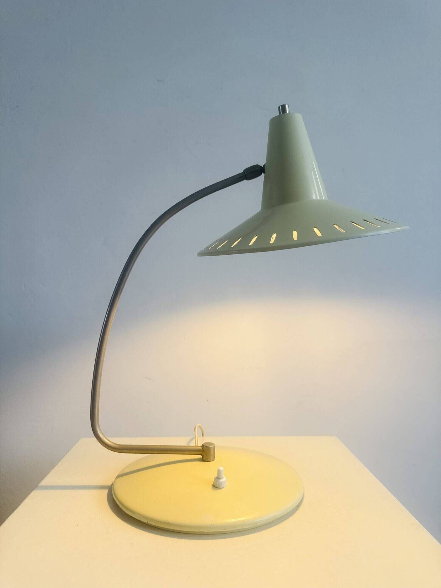 Perforated Saucer-Shaped Table Lamp Anvia Nederland, The Netherlands 1950S