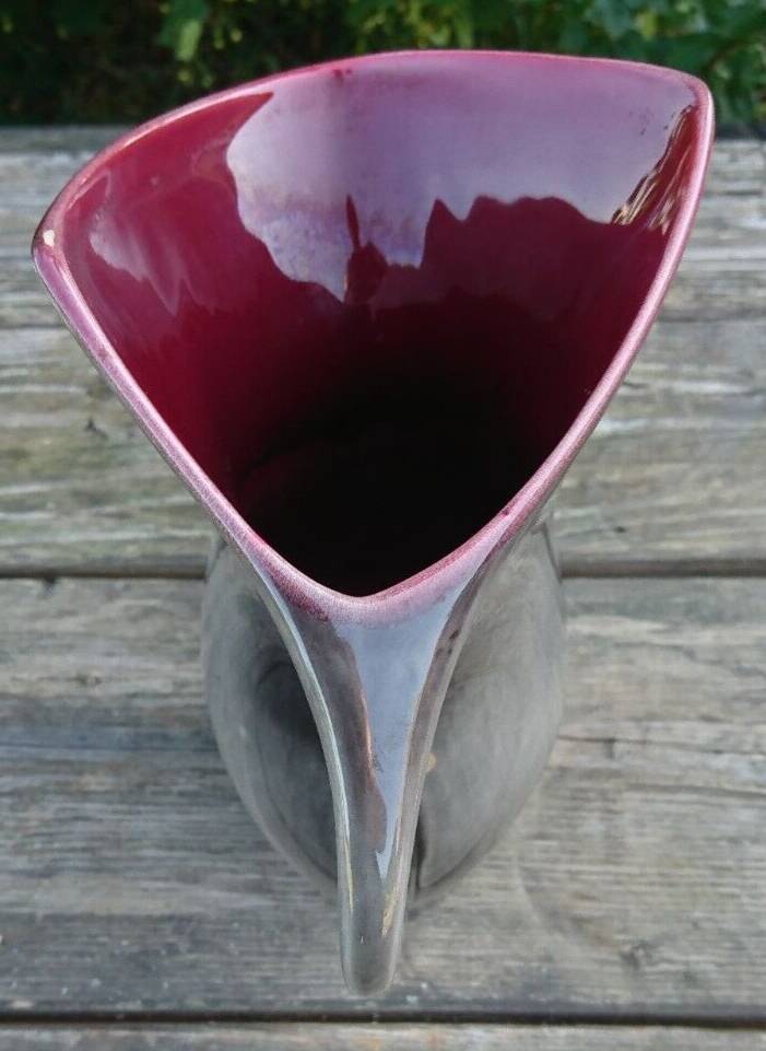 Pichet vase in earthenware of Blois Glazed Color Gray and Bordeaux