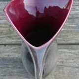 Pichet vase in earthenware of Blois Glazed Color Gray and Bordeaux