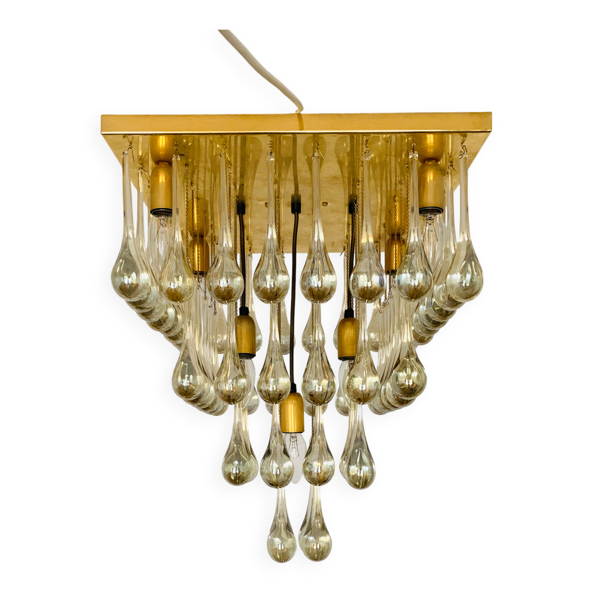 Chandelier en verre Flush par Ernest Palme