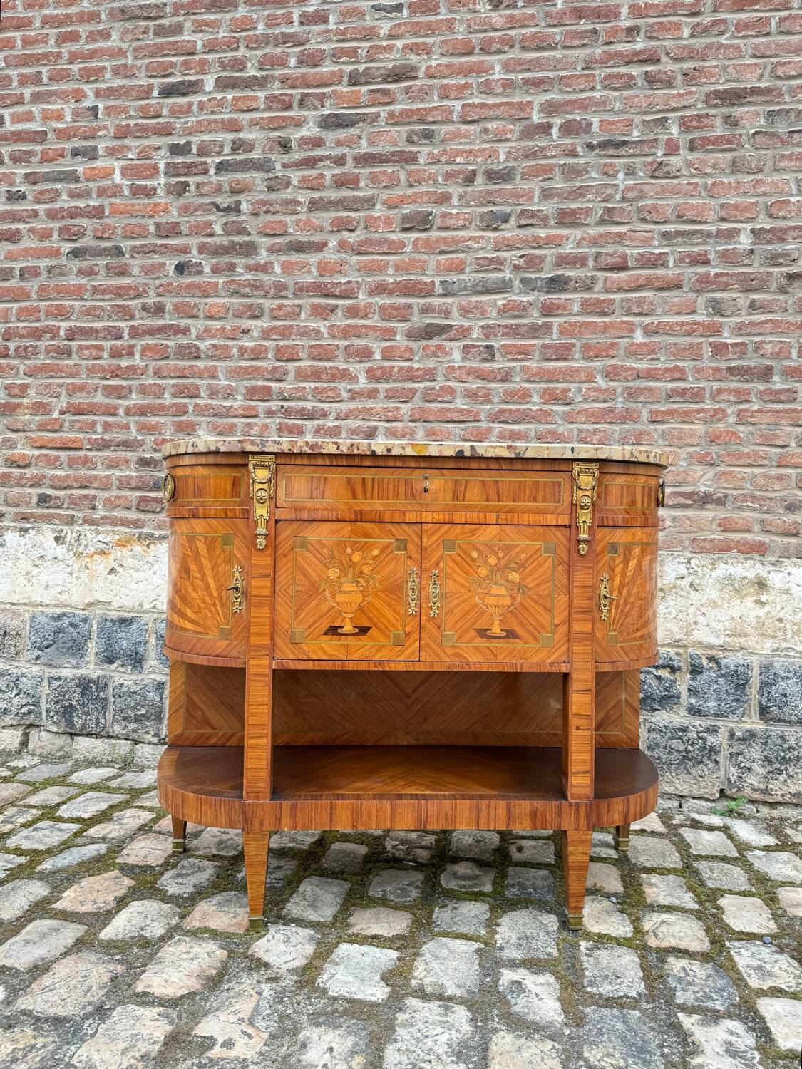 Console, Serving In Marquetry Louis XVI Style XIX Eme Century