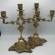 Pair of old candlesticks in bronze 3 lights rocaille style 28,5 cm