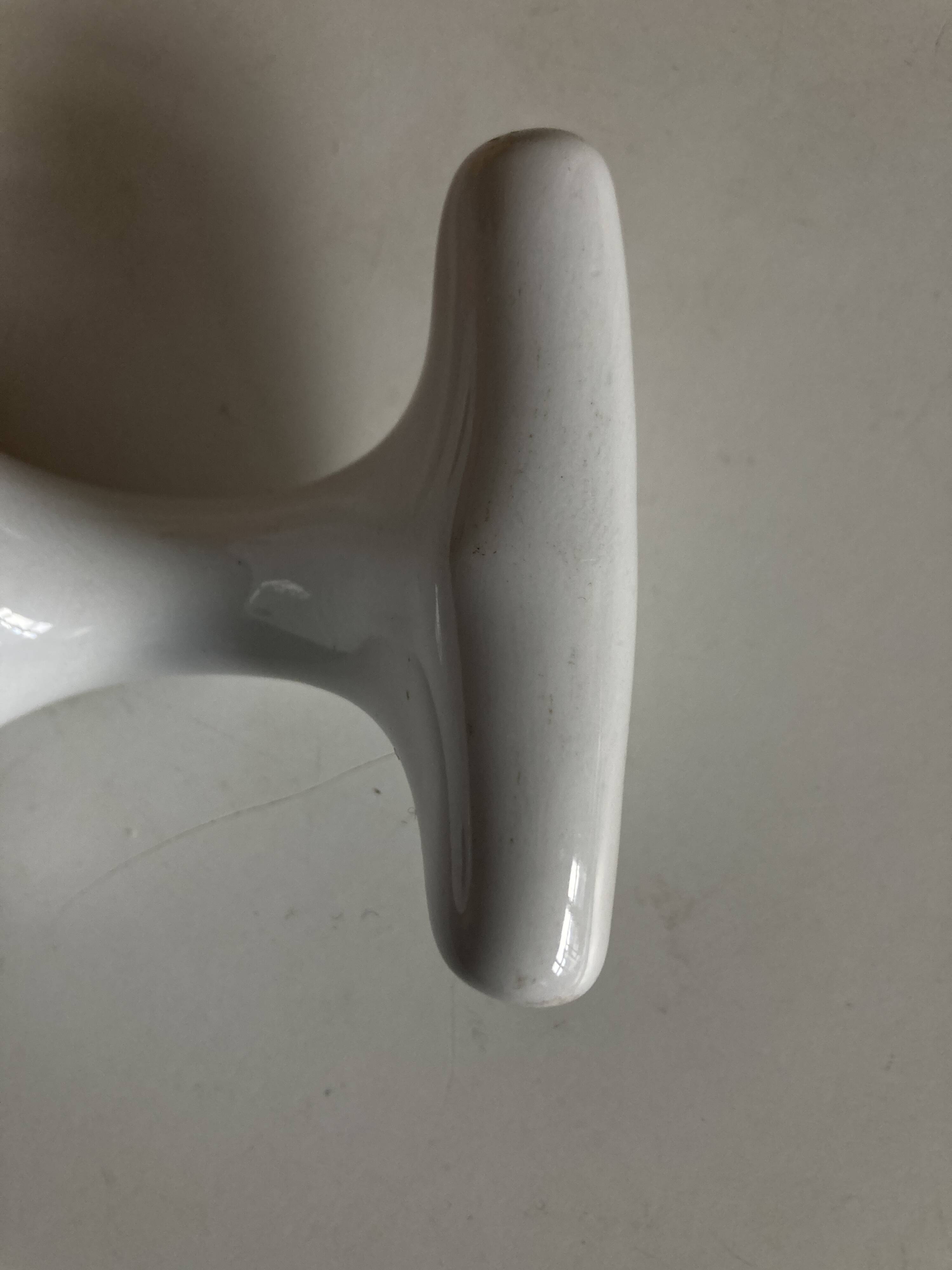 XL white ceramic earthenware coat rack from the 1960s