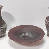 Stunning Postmodern Brown Hand-Molded Scavo Glass Vase, Italy