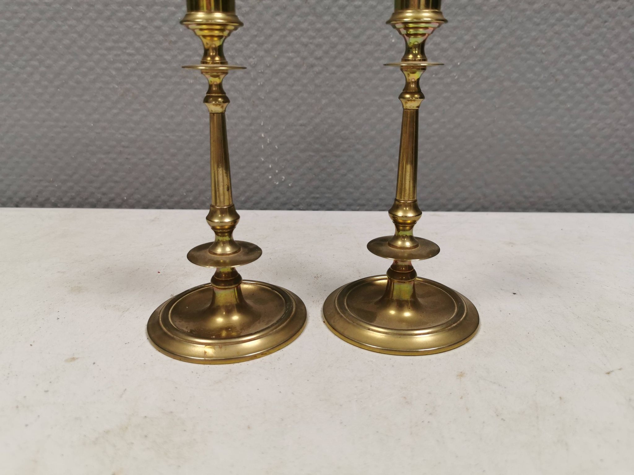 A set of slim vintage brass candlesticks, Denmark 1960-70s.