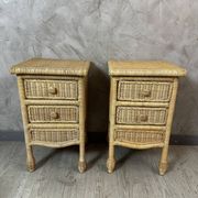 Pair of rattan bedside tables
