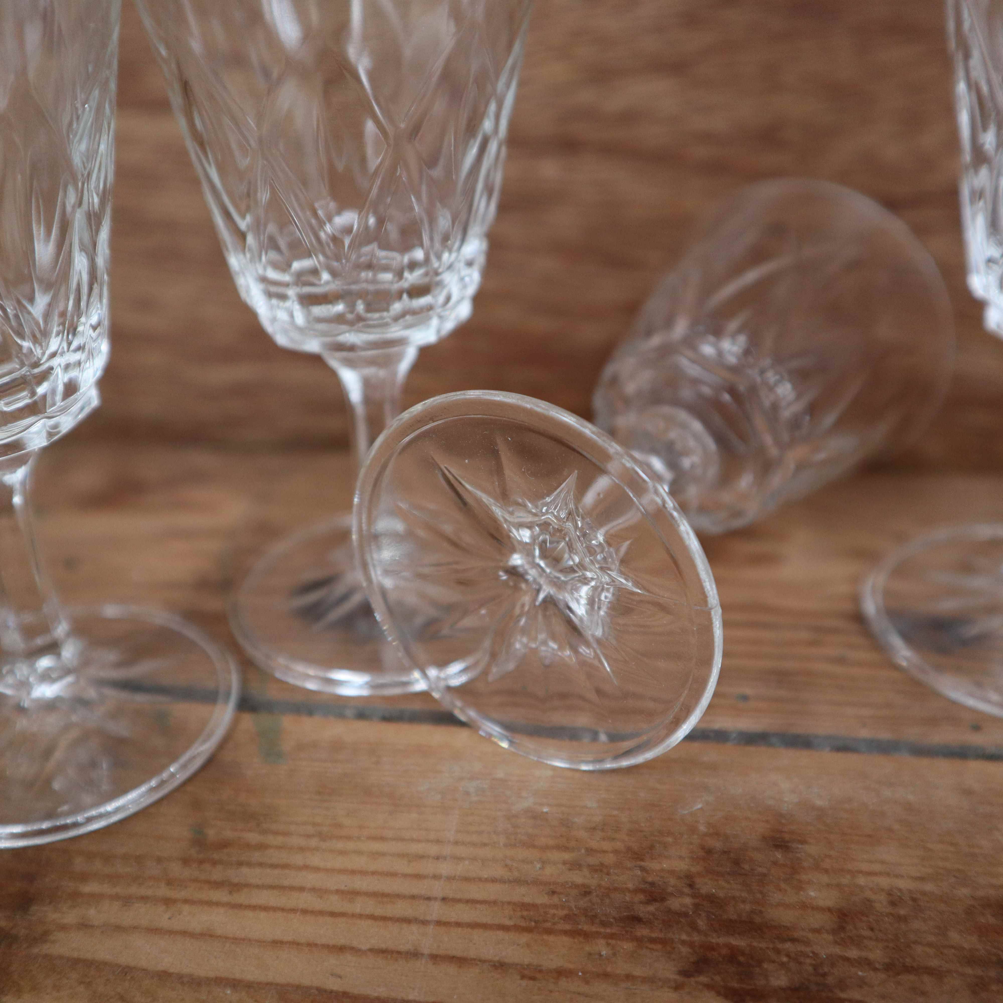 Set of 6 Arlequin liqueur glasses in Reims crystal glass 1950