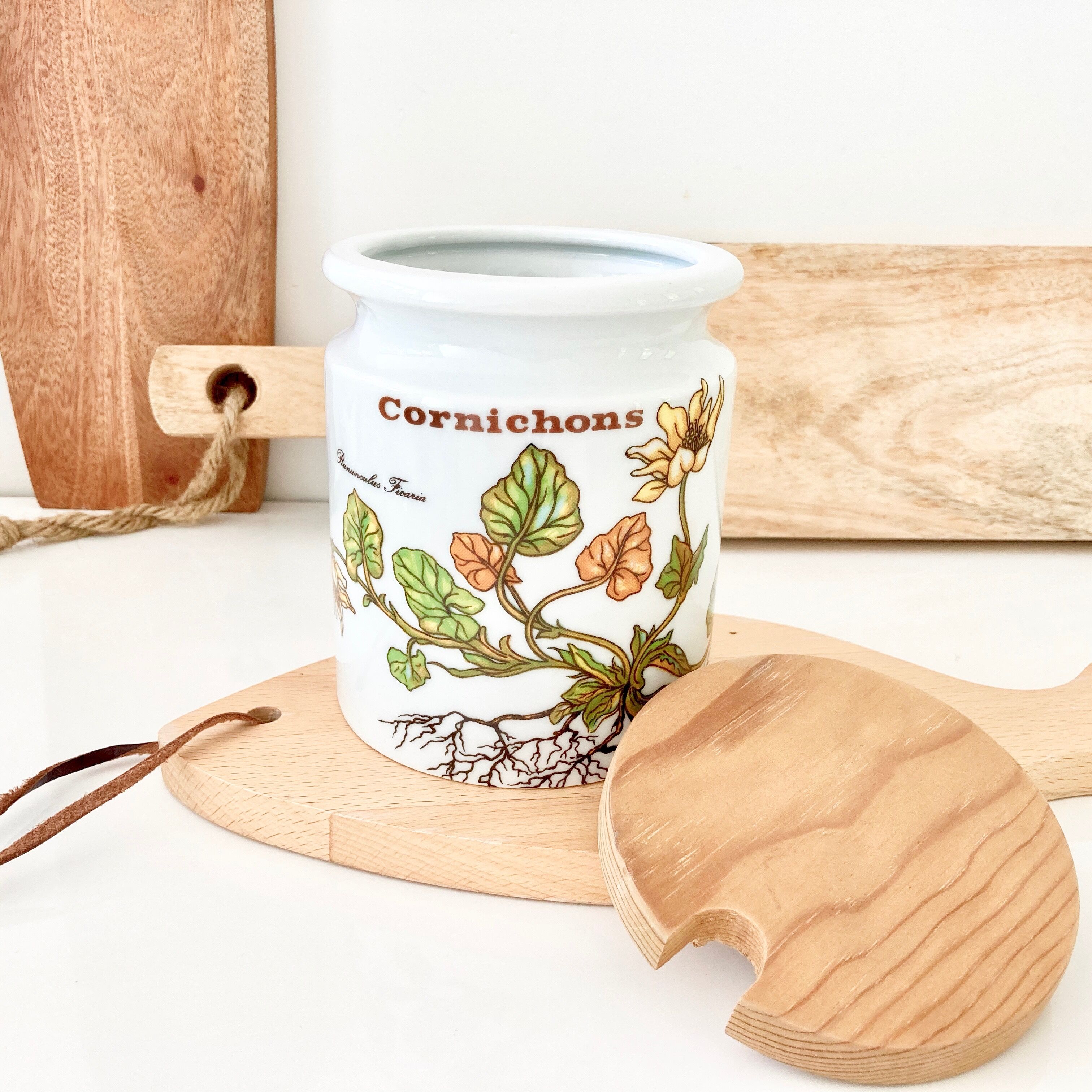 Ceramic pot vintage herbarium decoration