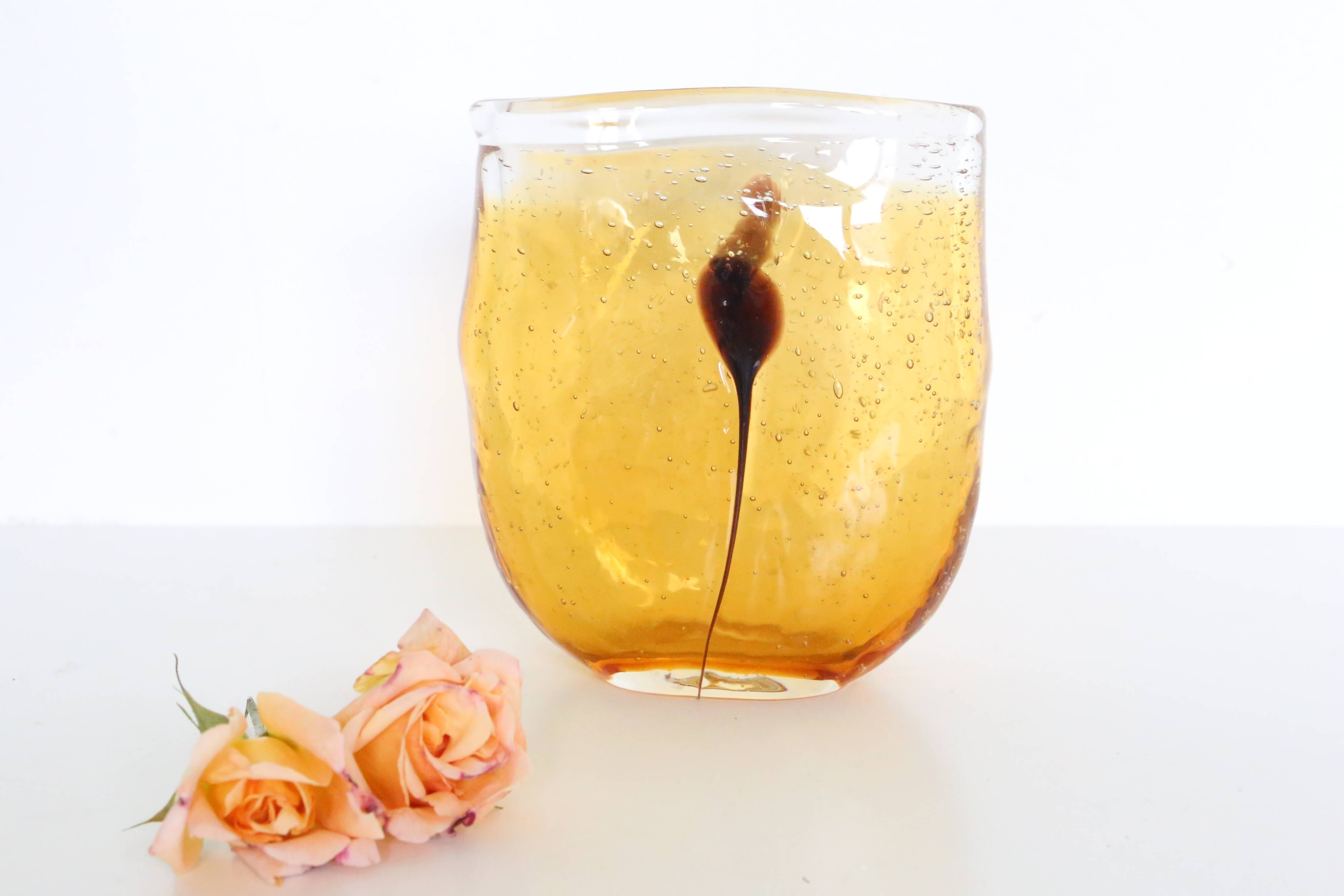 Beautiful mouth-blown bubble glass vase
