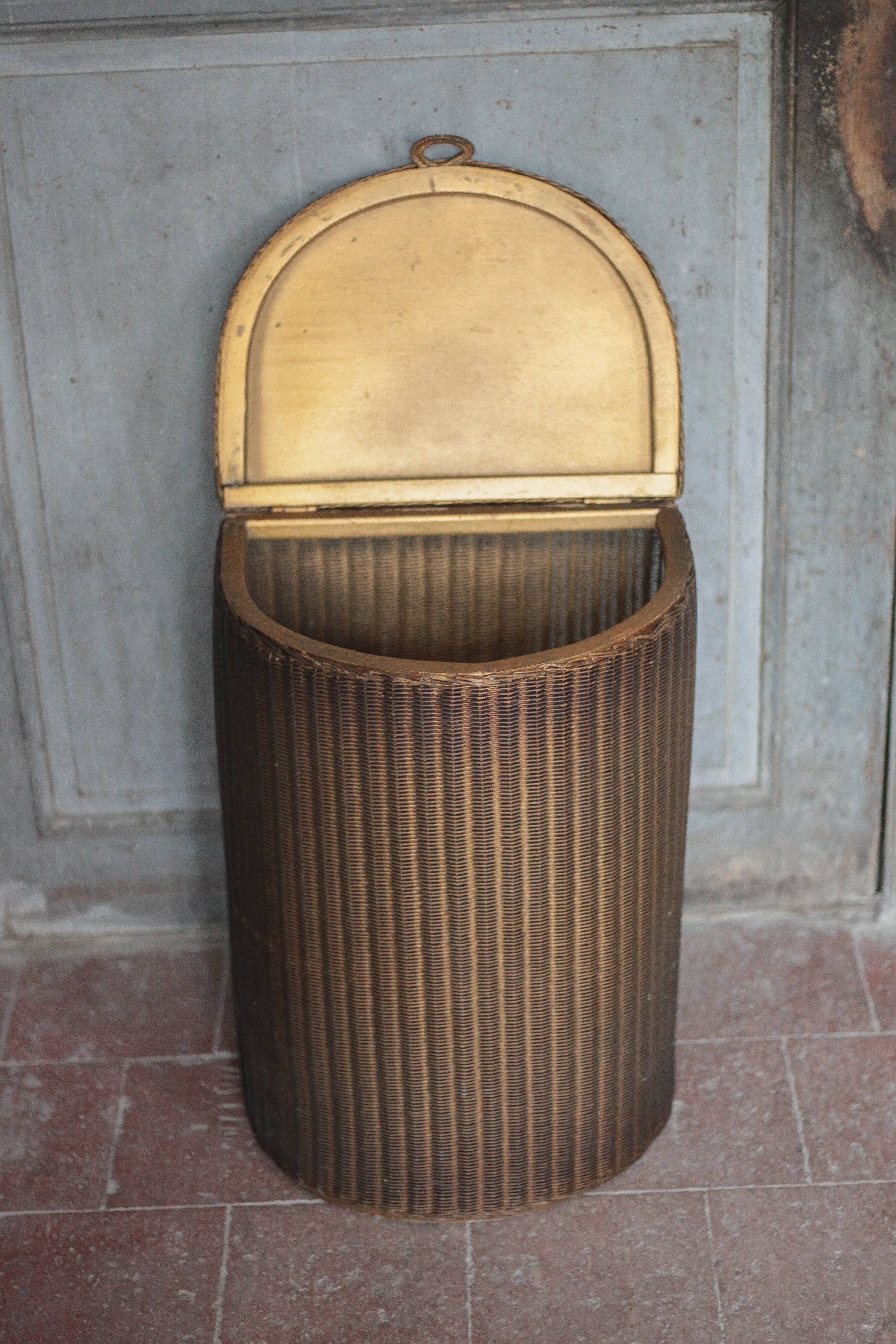 Lloyd Loom chest from England from the 1930s, wicker storage trunk.