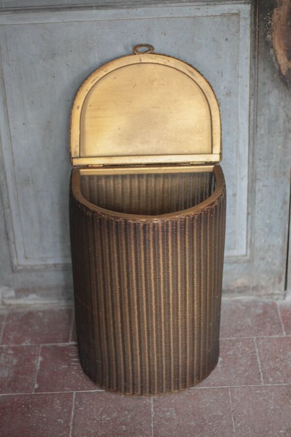 Coffre Lloyd Loom d'Angleterre des années 1930, malle de rangement osier do