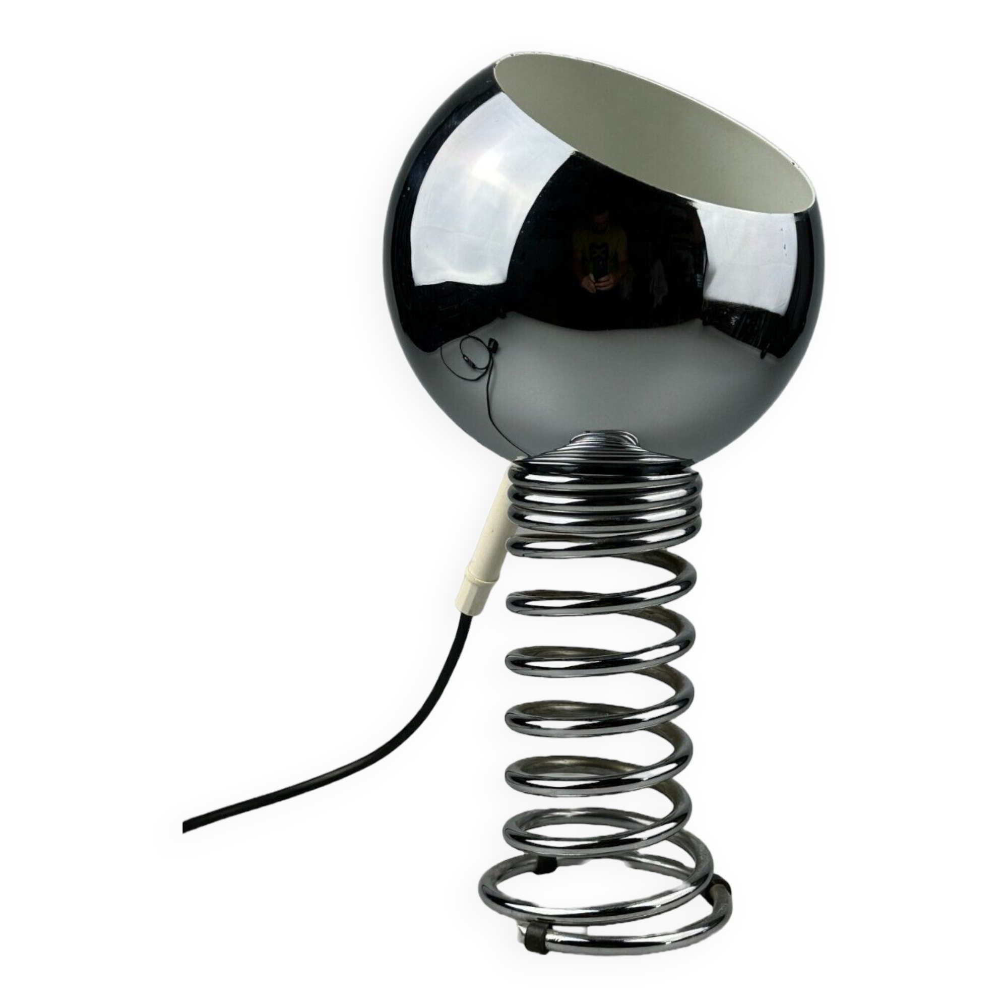 60s 70s table lamp ball lamp spring chrome metal space age design