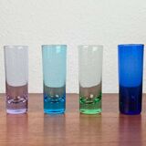 Coloured German shot glasses from the mid-century, 1960s, set of 6.
