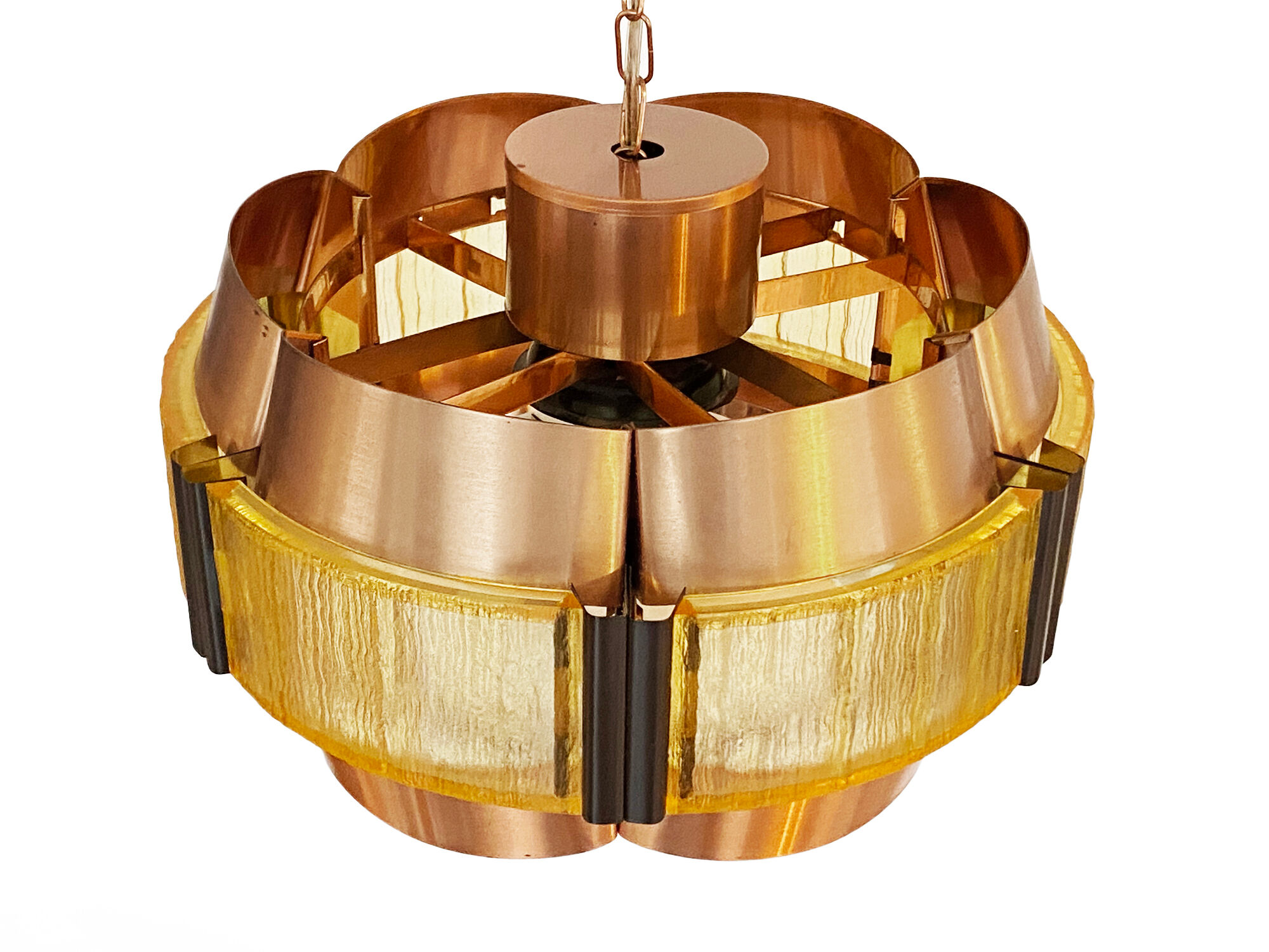 Copper pendant light by Werner Schou for Coronell Elektro. Denmark 1960s