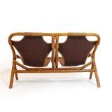 Rohe Noordwolde, banquette en bambou et cuir, 1970s.