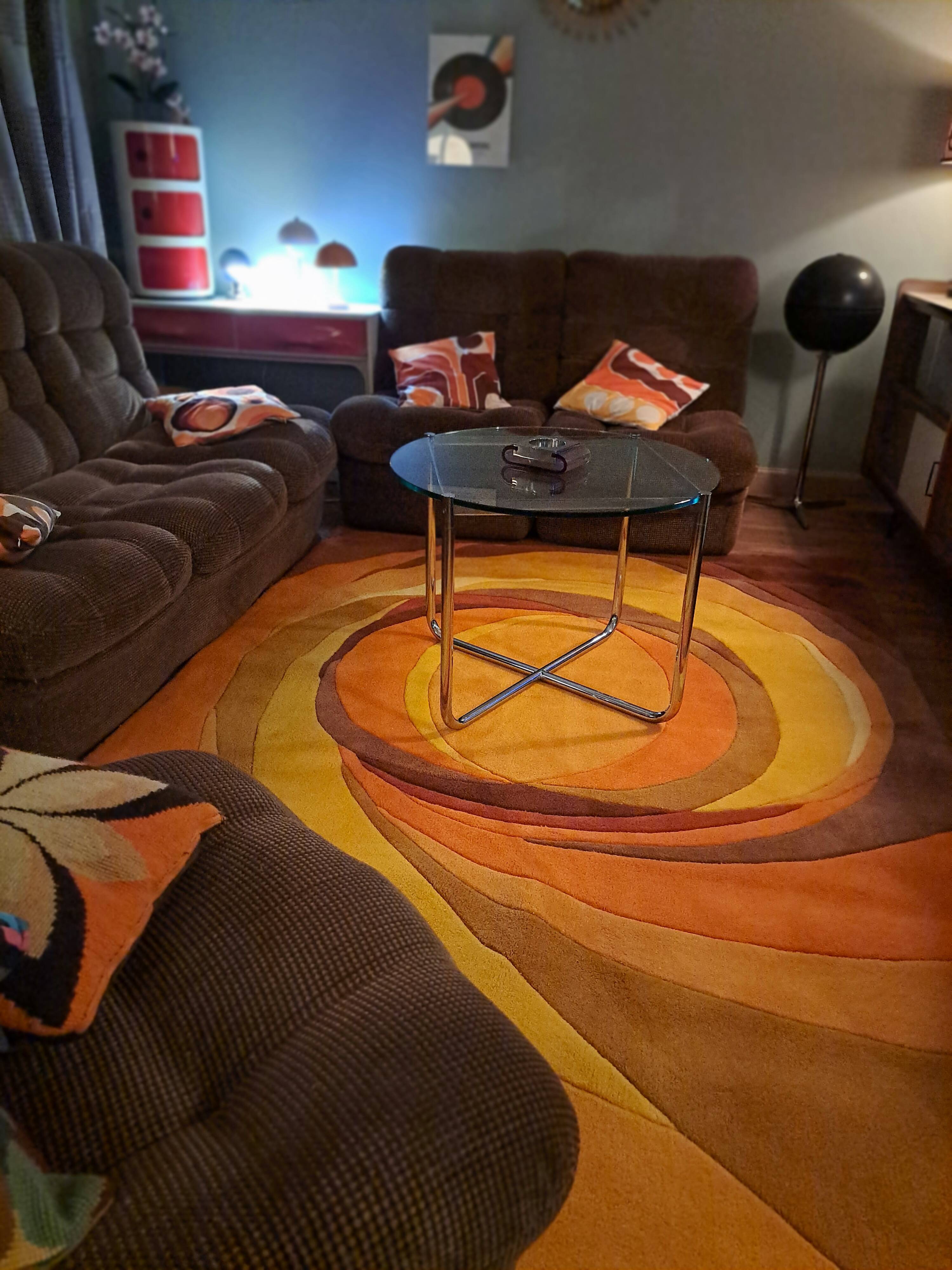 Van Der Rohe Italy Bauhaus' MR coffee table, occasional glass/chromed steel