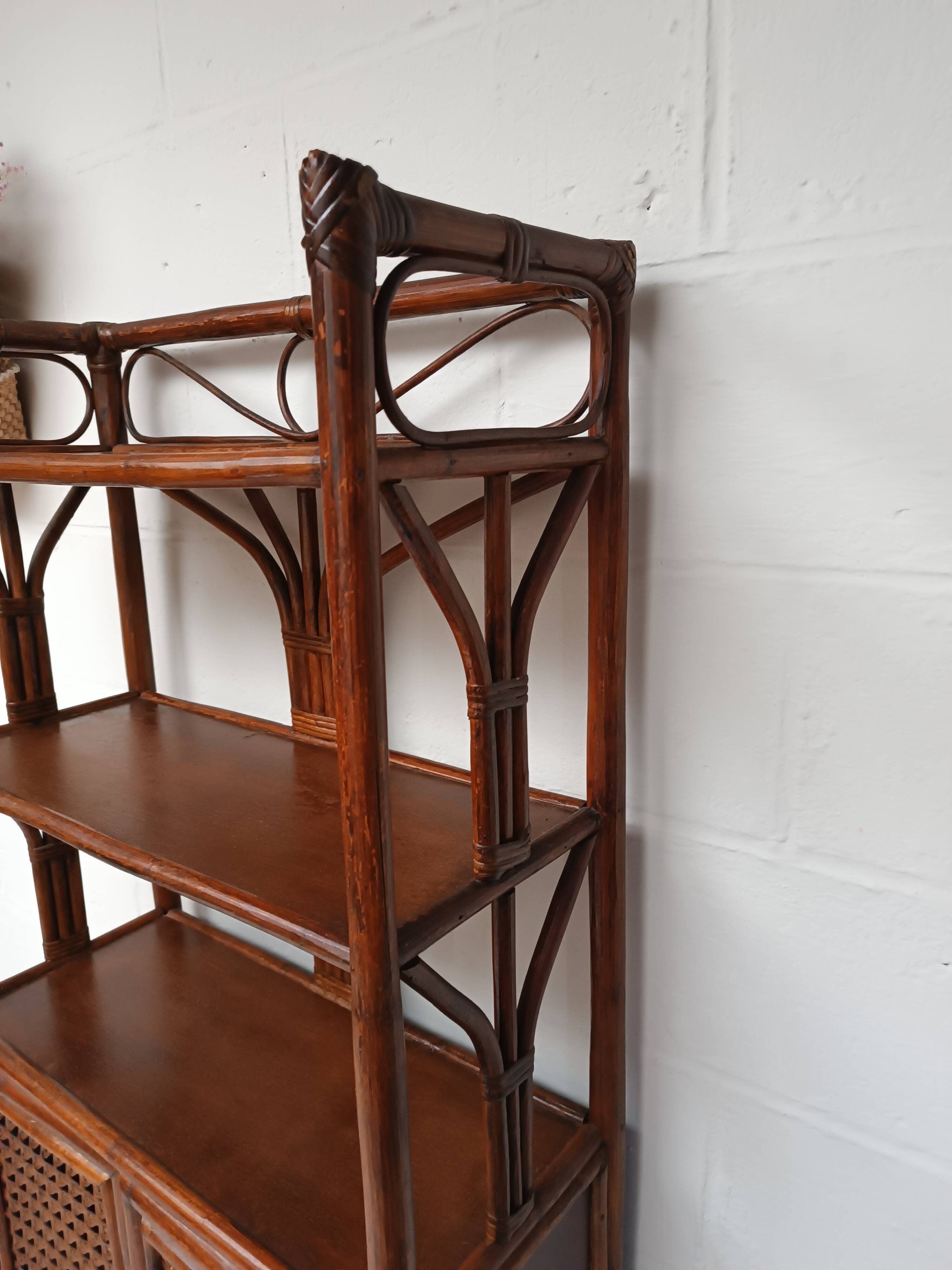 Vintage bamboo and rattan buffet library