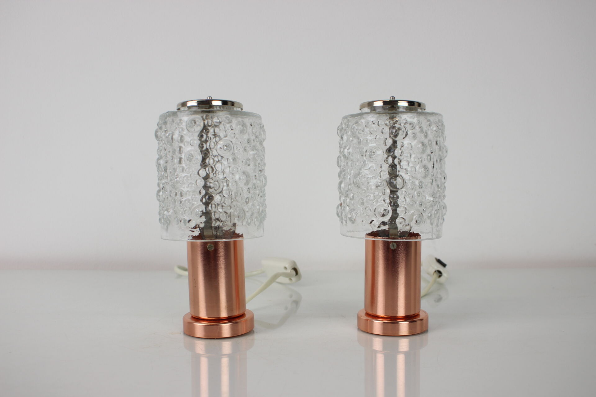 1970s Pair of Copper Table Lamps by Kamenický Šenov, Czechoslovakia