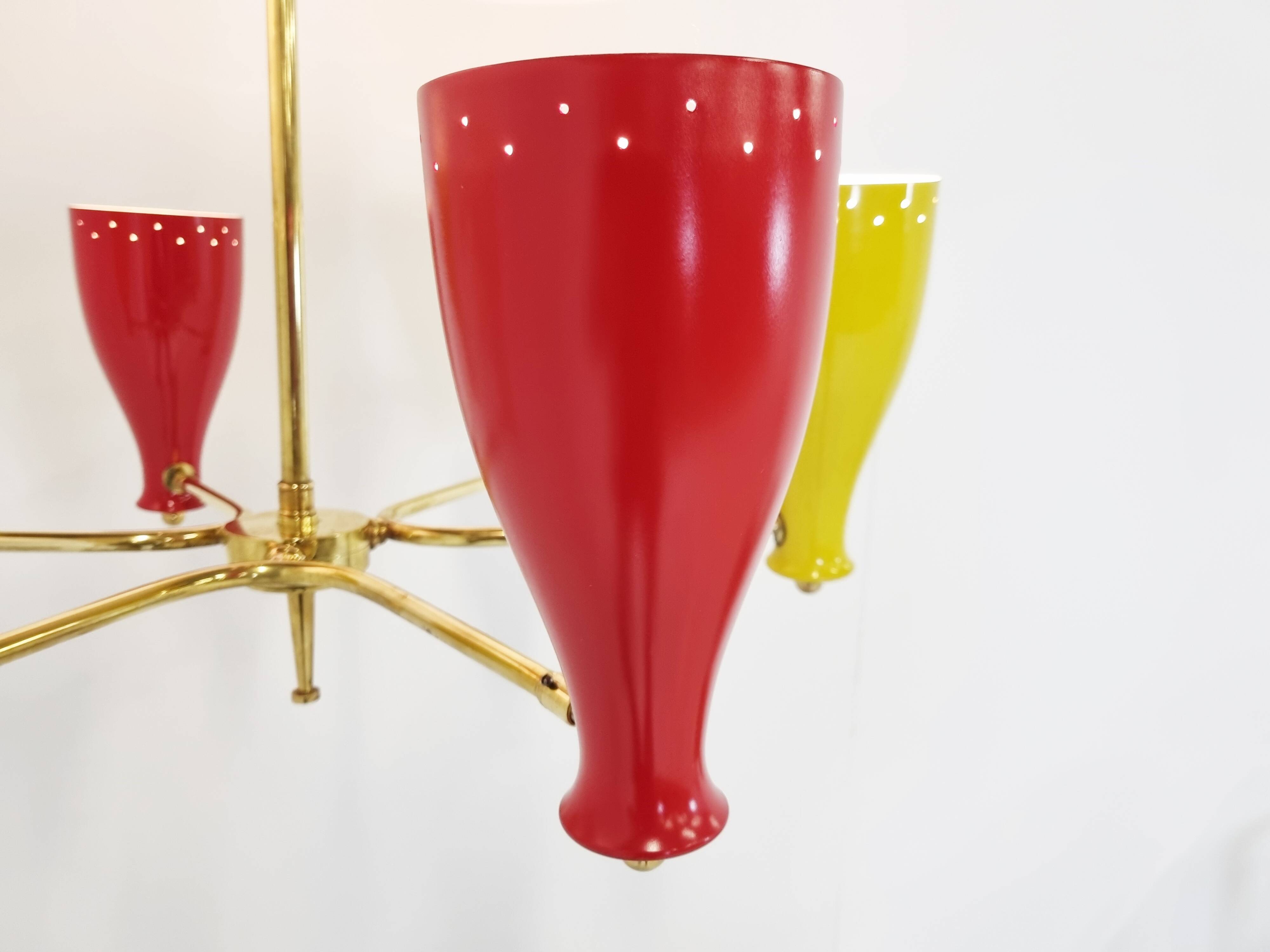 Mid century coloured chandelier, 1950s