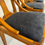 Set of 4 walnut/burl wood chairs, Art Nouveau, early 20th century