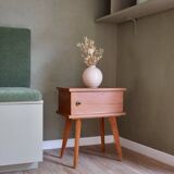 Scandinavian bedside table with compass legs