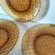 5 vintage pressed glass dessert plates with woven decoration